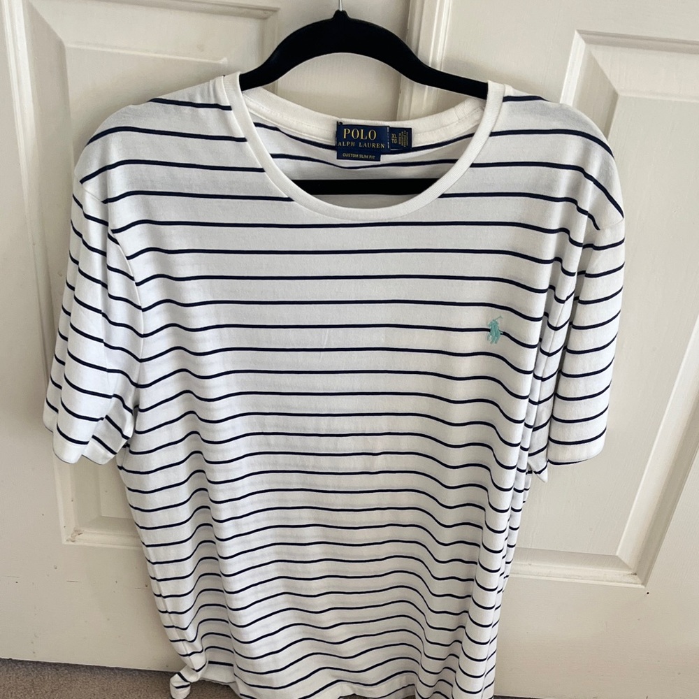 Polo by Ralph Lauren Navy and White Striped Tee